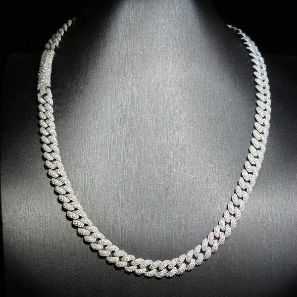 10MM Moissanite Prong Miami Cuban Link Chain 14K Gold