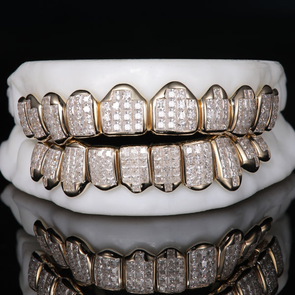Invisible Set Princess Cut Moissanite Diamond Grillz