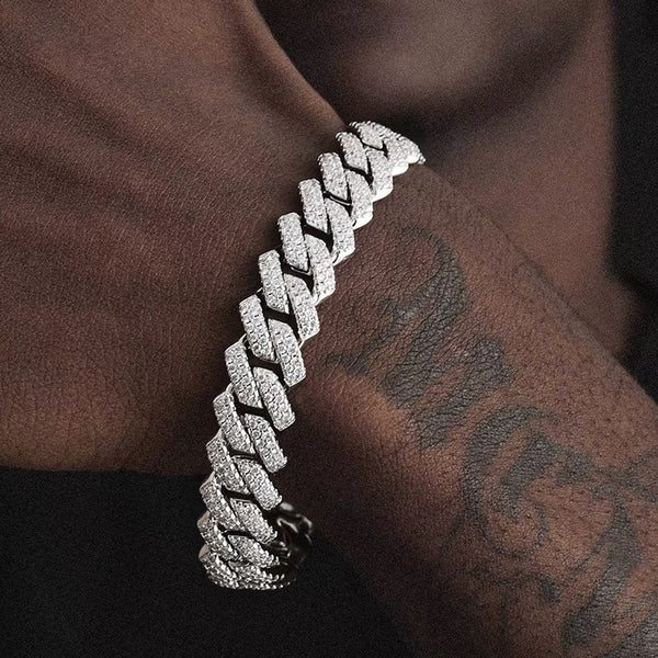 8MM Moissanite Cuban Link Bracelet 14K Gold