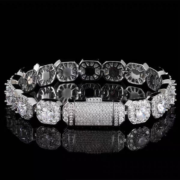 Moissanite Clustered Tennis Bracelet 14K Gold