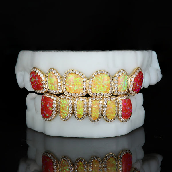 Custom Moissanite Opal 925 Sterling Silver Grillz