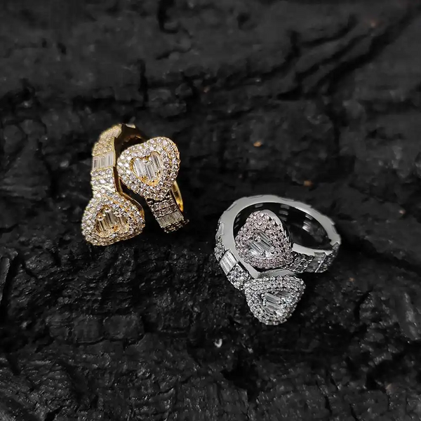 Moissanite Split Heart Ring 14K White Gold