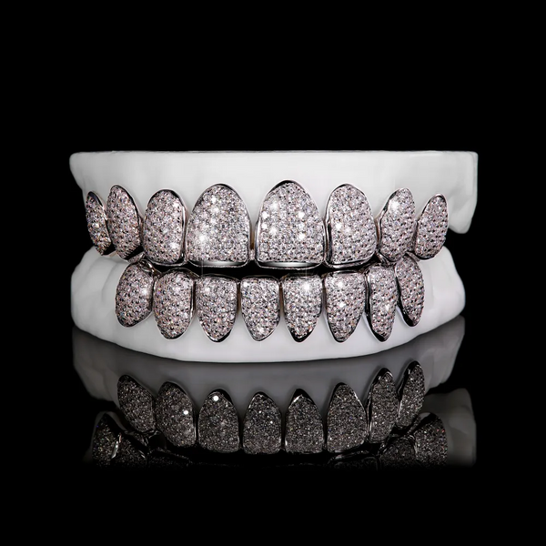 925 Silver Moissanite Honeycomb Diamond Teeth Grillz