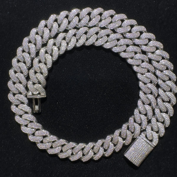12MM Moissanite Prong Miami Cuban Link Chain 14K Gold
