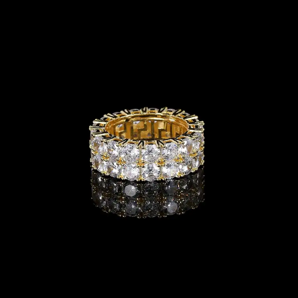 Double Row Moissanite Baguette Ring 14K Gold