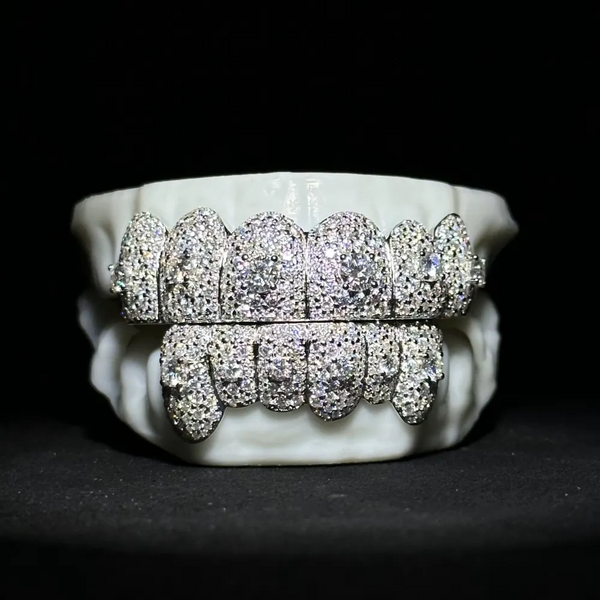 925 Silver Moissanite Honeycomb DiamondTeeth Grillz