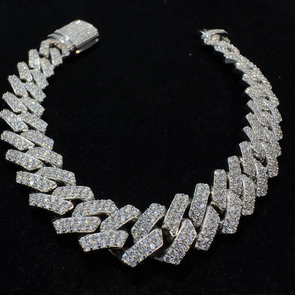 10MM Halo Set Iced Out Cuban Link Chain 14K Gold