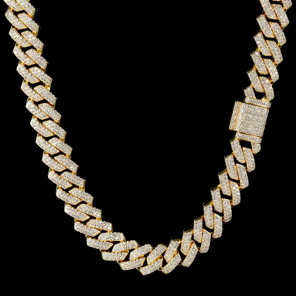 8MM Moissanite Cuban Link Chain/Bracelet Bundle 14K Gold