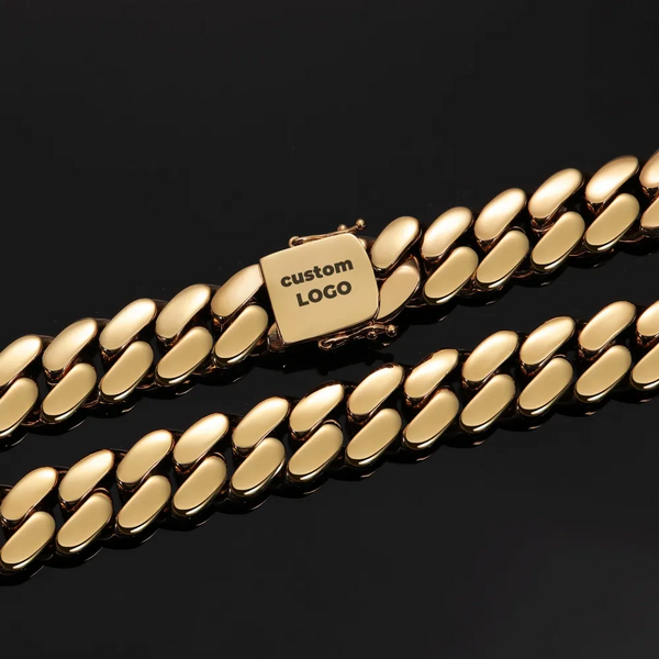CUSTOM CLASP 12MM Moissanite Miami Cuban Link Chain 14K Gold