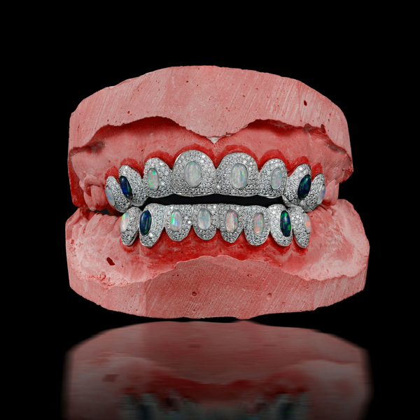 Custom 925 Silver Moissanite Opal Grillz