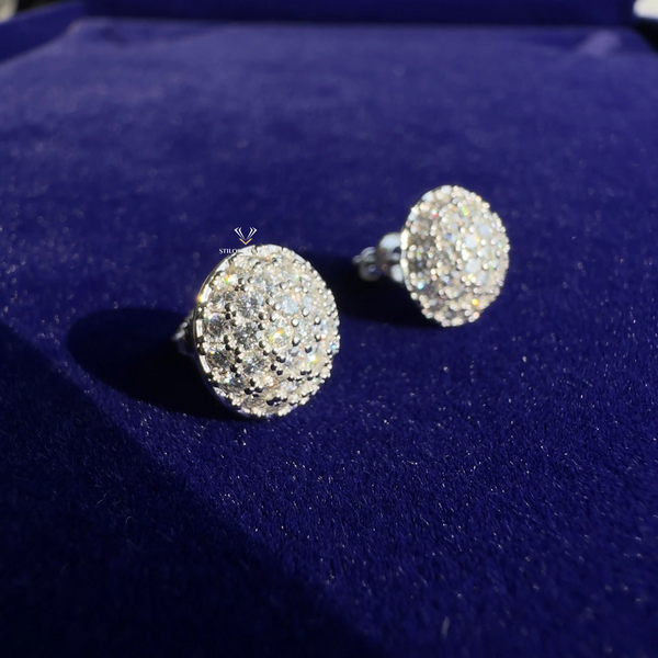 Snowball Moissanite Earrings 14K Gold