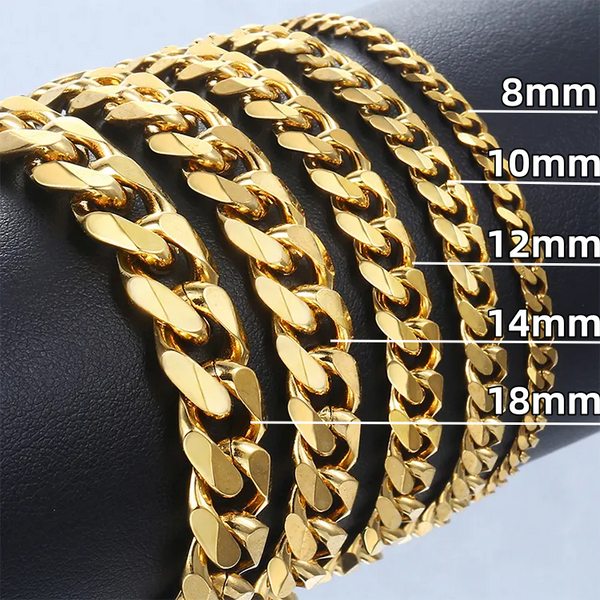 S925 Plain Cuban Bracelet 14K Gold (ALL SIZES)