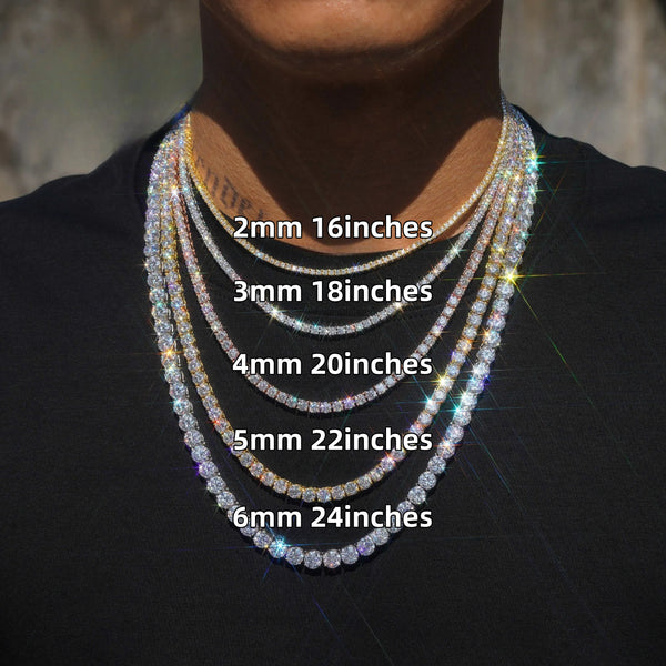 MOISSANITE TENNIS LINK CHAIN 14K GOLD (ALL SIZES)