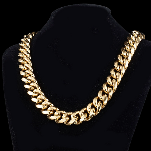 18MM Cuban Link Chain 14K Yellow Gold
