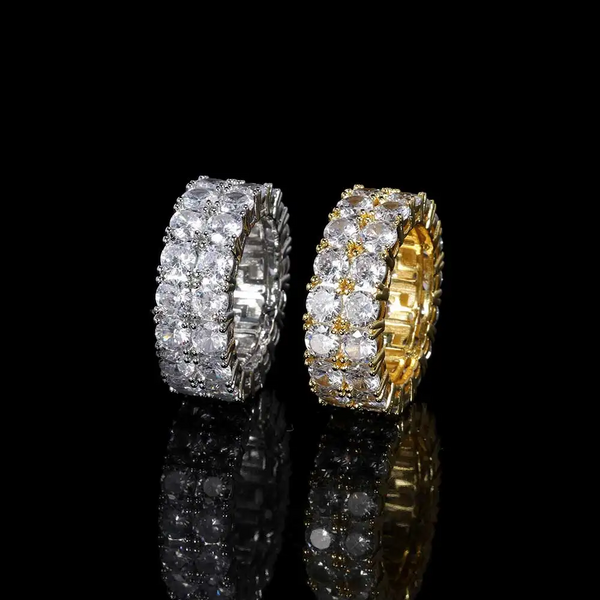 2-Row Moissanite Band Ring 14K Gold
