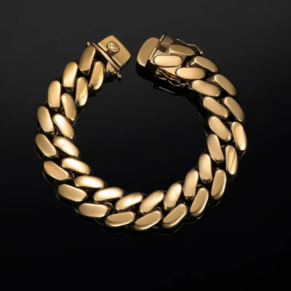 12MM Cuban Link Bracelet 14K Yellow Gold