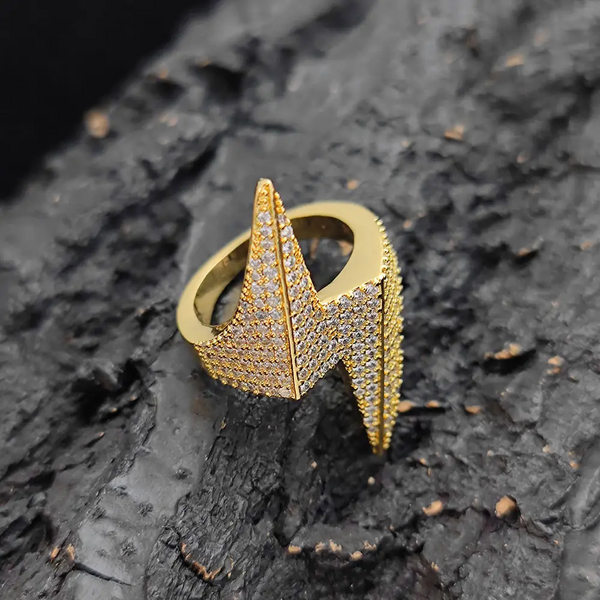 Moissanite Lightning Bolt Ring 14K Gold