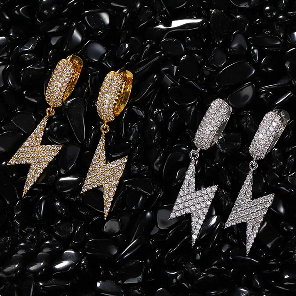 Bolt Drop Moissanite Earrings 14K Gold