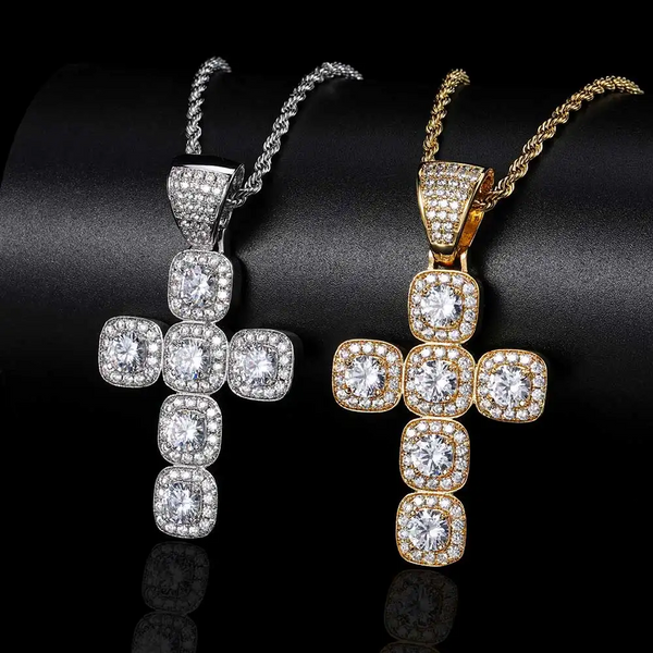 Moissanite Ornamental Cross 14K White Gold
