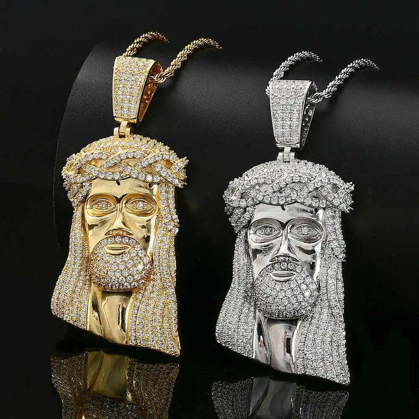 Solid Back Mini Jesus Pendant 14K Gold
